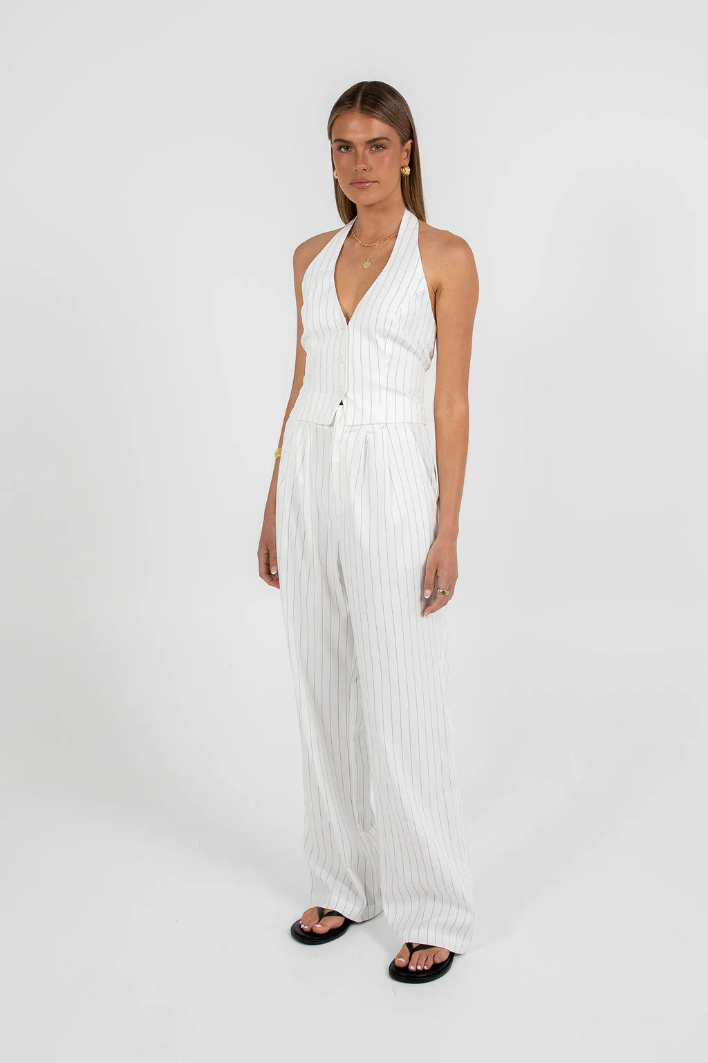 Cerlah Tailored Pants White Pinstripe - Image 11