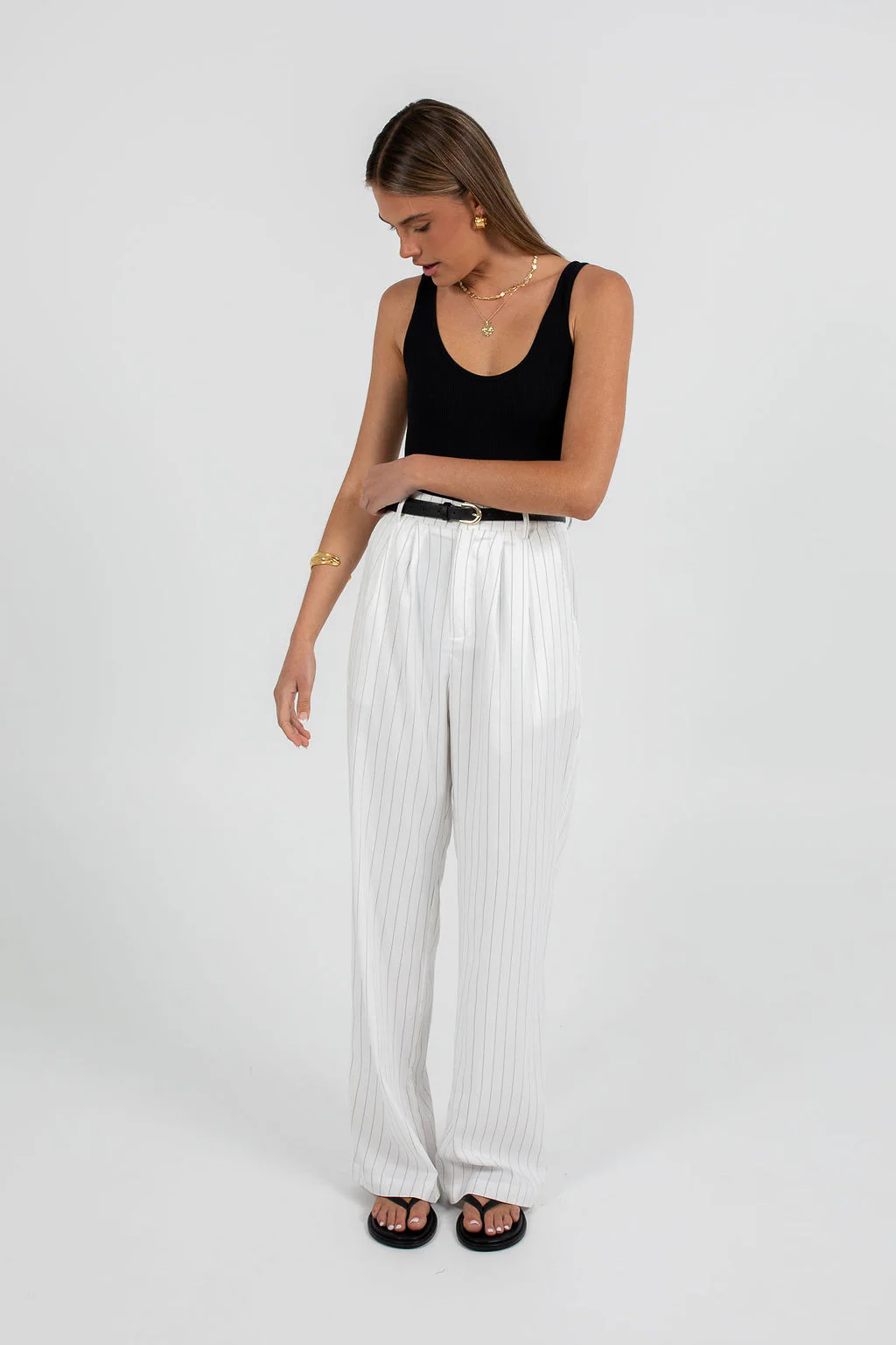 Cerlah Tailored Pants White Pinstripe - Image 15