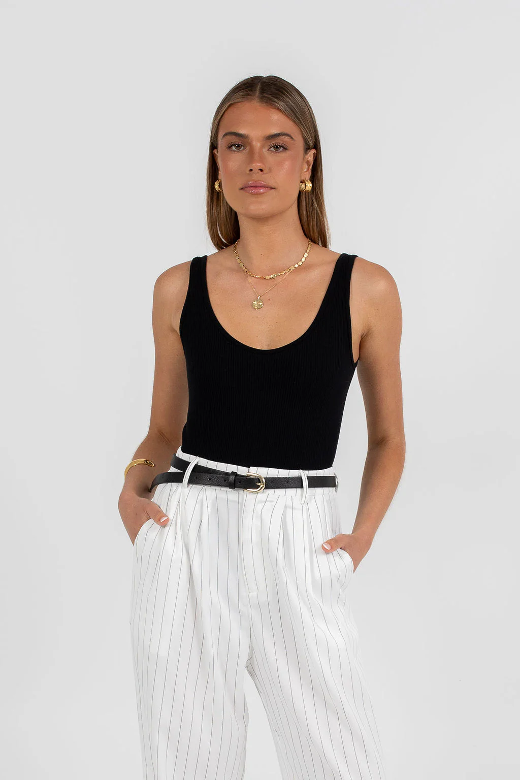 Cerlah Tailored Pants White Pinstripe - Image 9