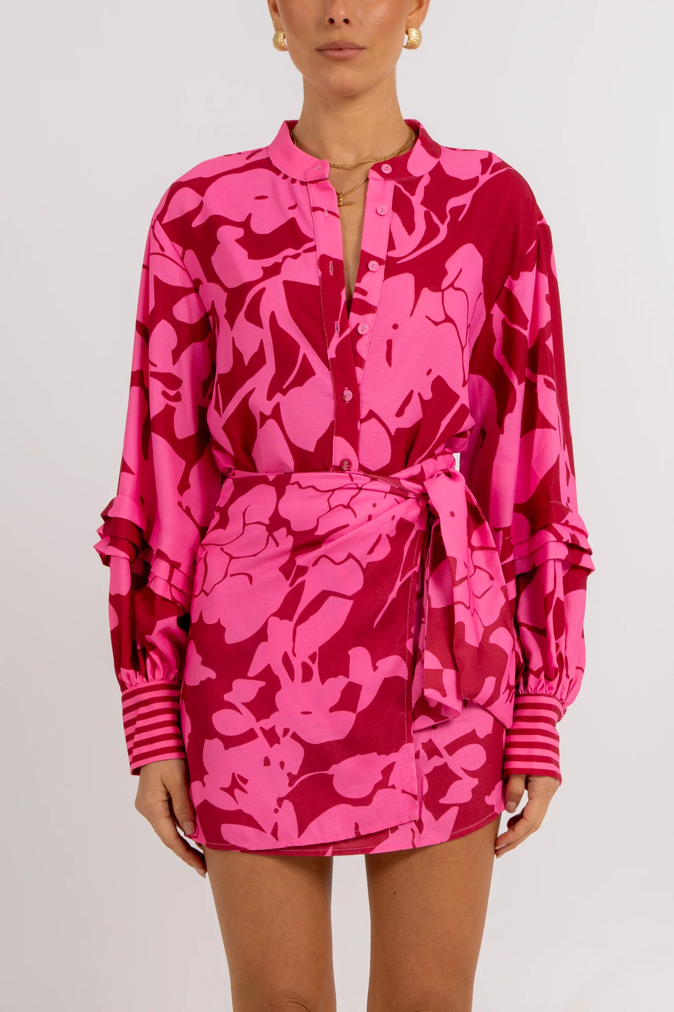 Chicago Billowed Shirt Plum Floral - Image 3
