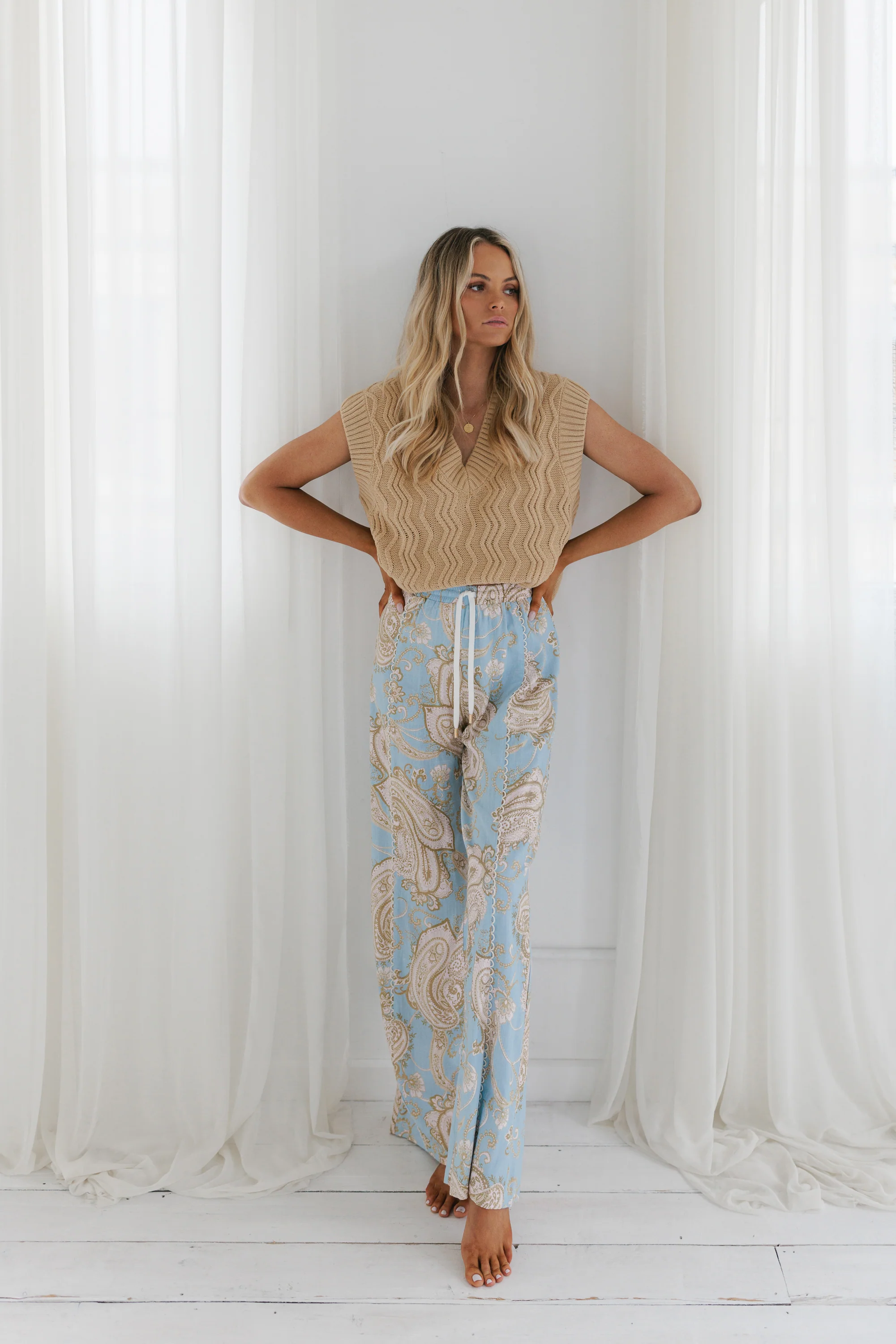 Citta Pants Sky Blue Paisley Print - Image 16