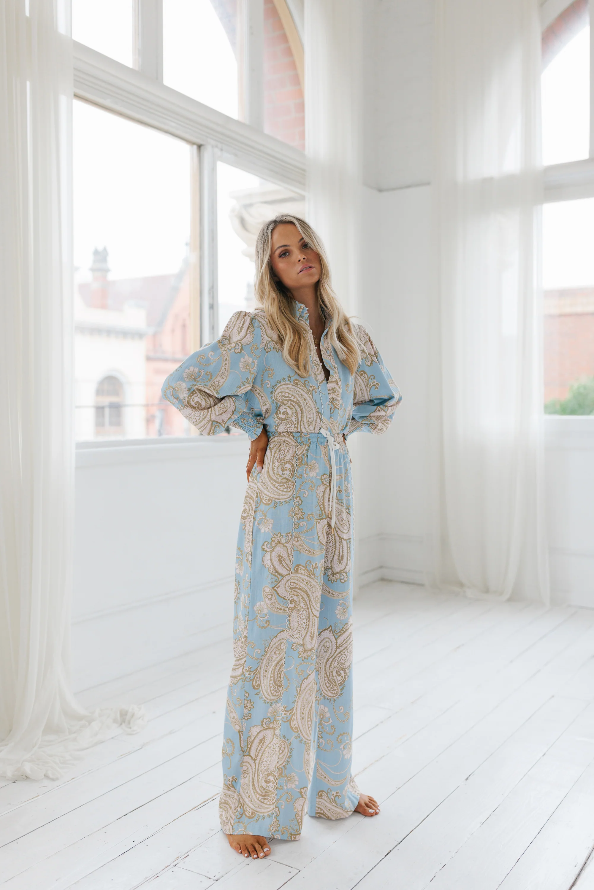 Citta Pants Sky Blue Paisley Print - Image 21