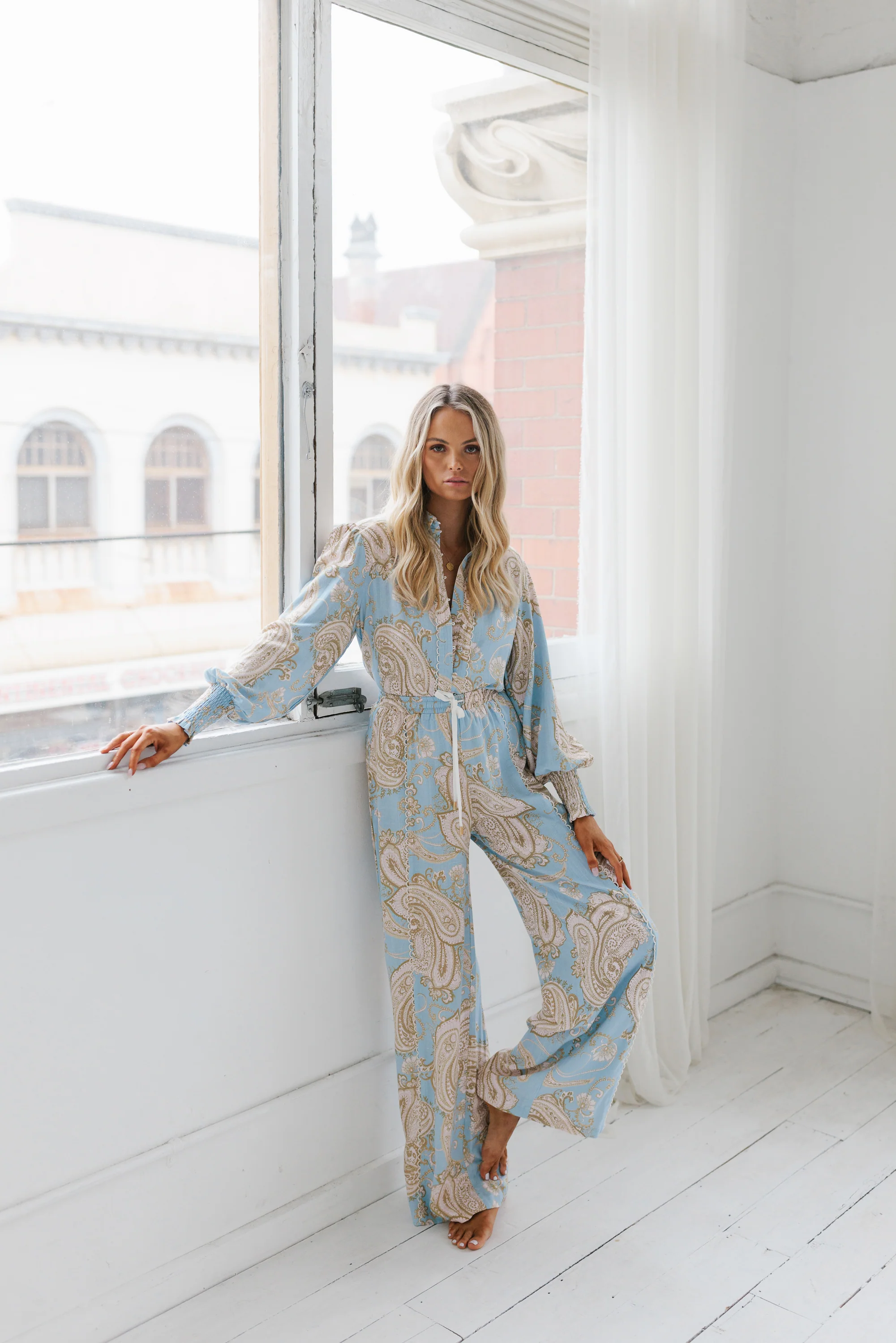 Citta Pants Sky Blue Paisley Print - Image 7