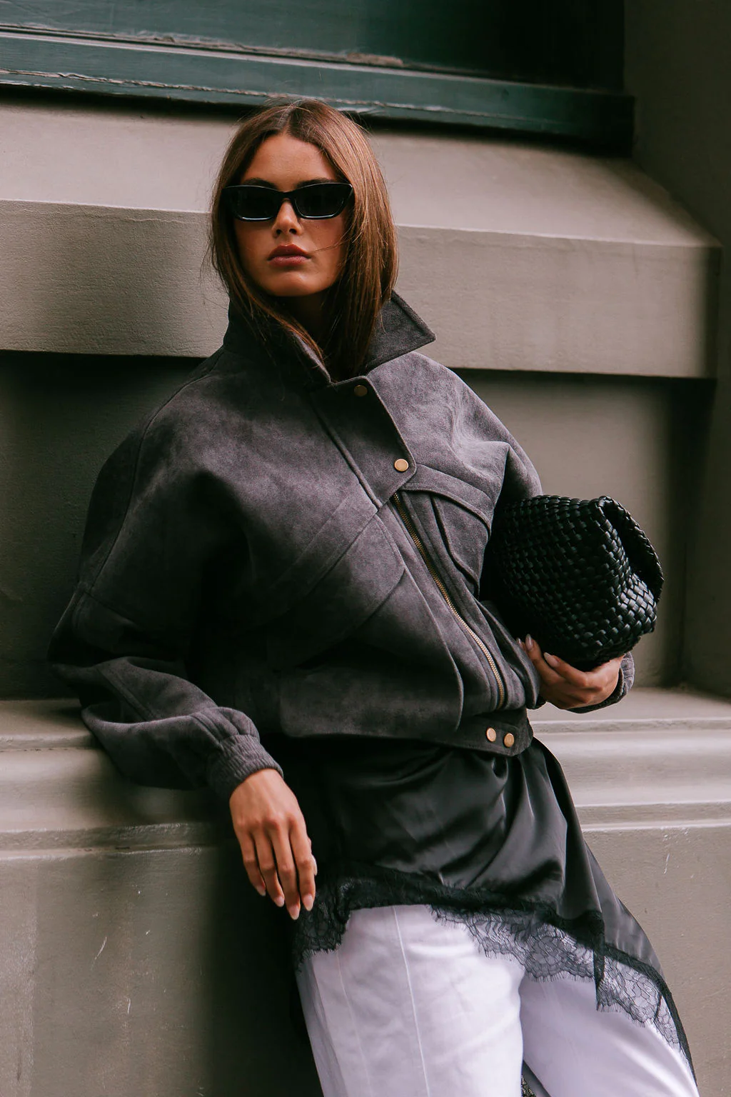 PRE ORDER Aliyah Bomber Jacket Charcoal - Image 10