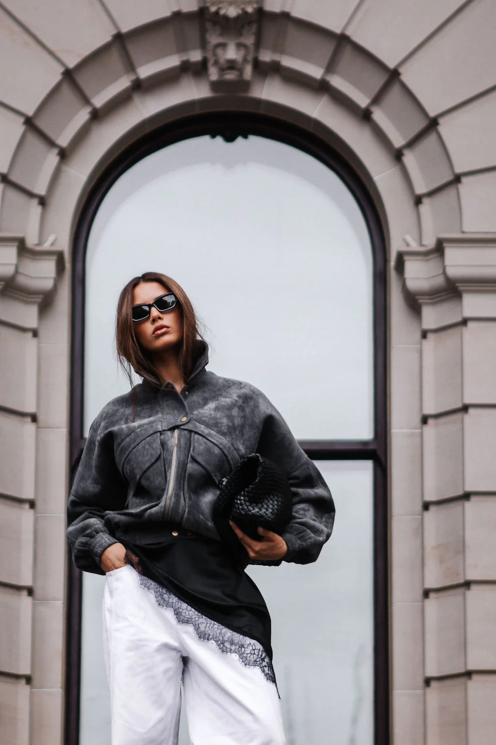 PRE ORDER Aliyah Bomber Jacket Charcoal - Image 6
