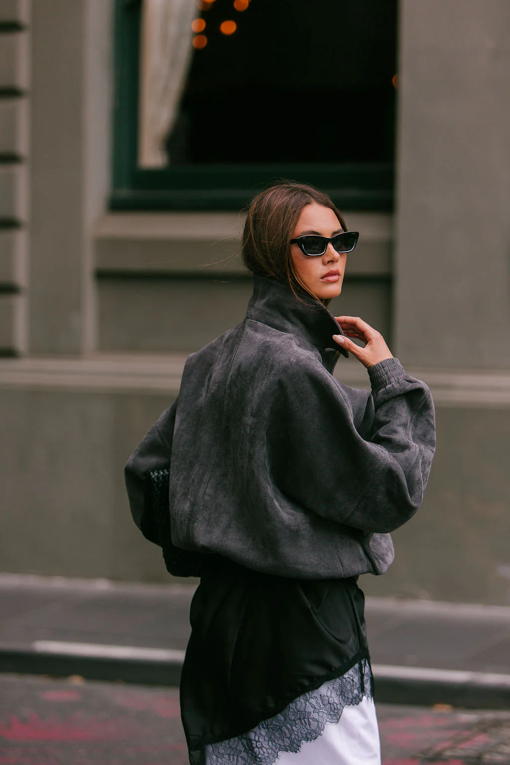 PRE ORDER Aliyah Bomber Jacket Charcoal - Image 7