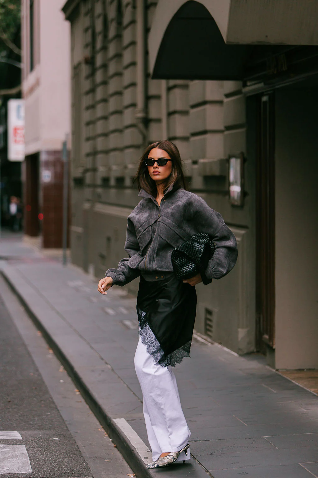 PRE ORDER Aliyah Bomber Jacket Charcoal - Image 8