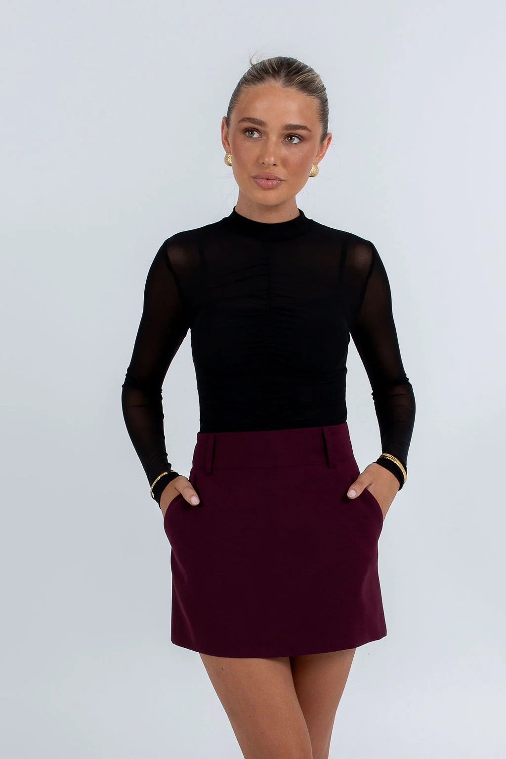 PRE ORDER Jolie Mini Skirt Burgundy - Image 6