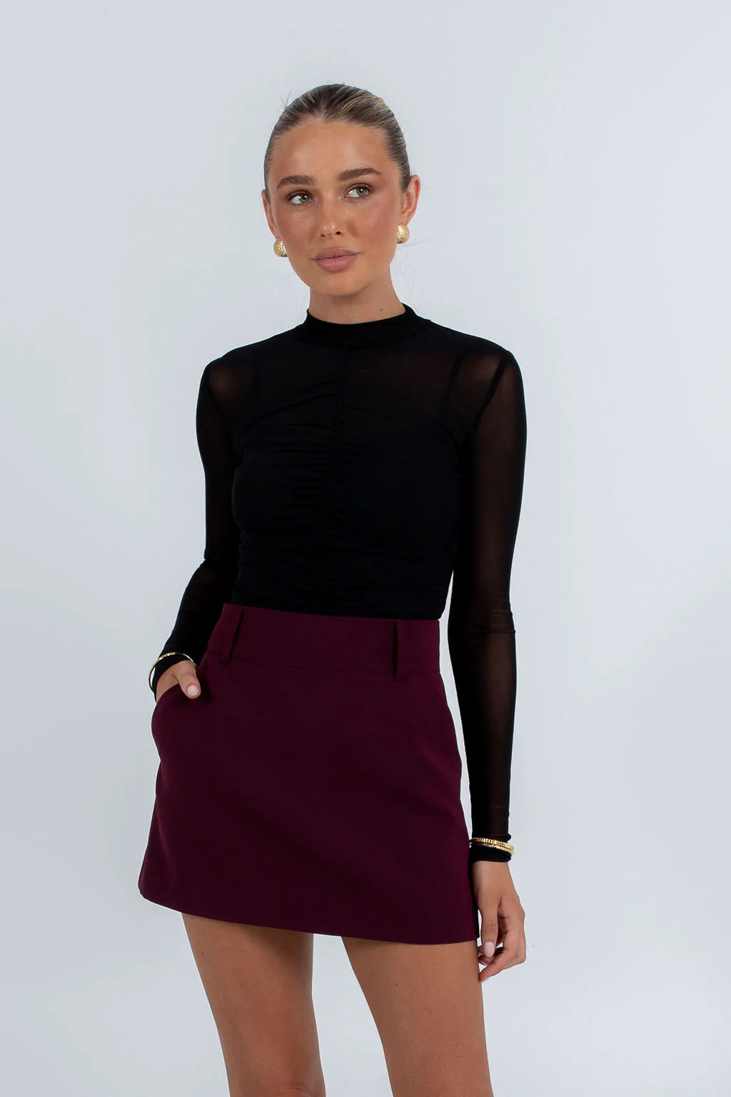 PRE ORDER Jolie Mini Skirt Burgundy - Image 8