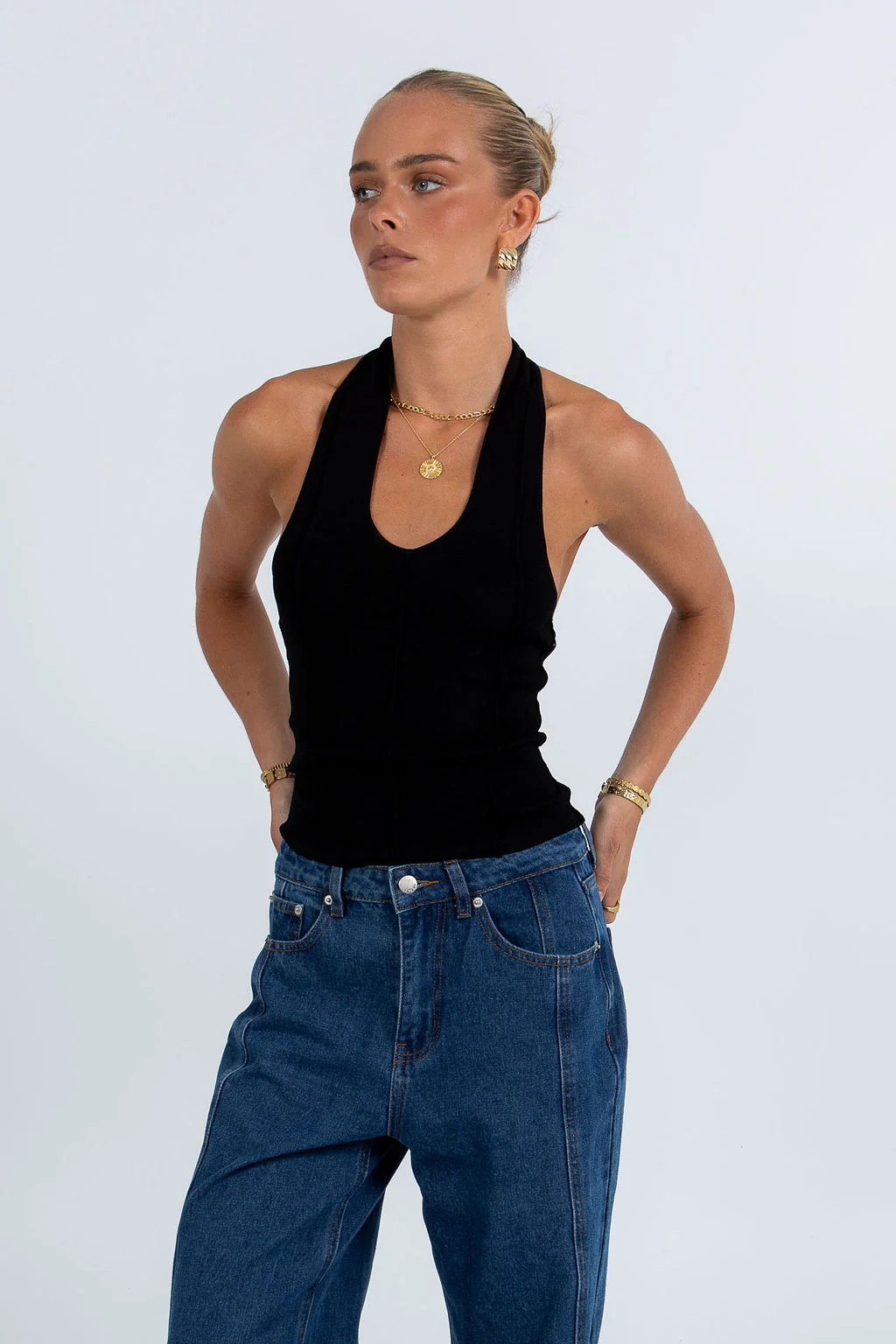 Janey Baggy Leg Jeans Dark Blue Wash - Image 5