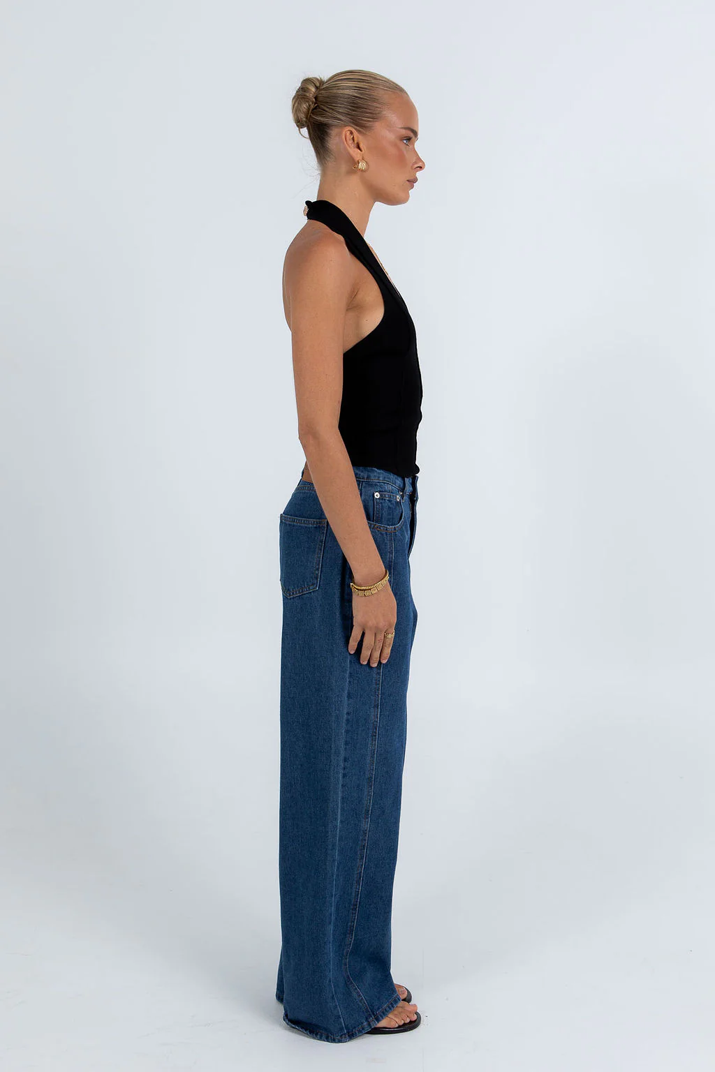 Janey Baggy Leg Jeans Dark Blue Wash - Image 10