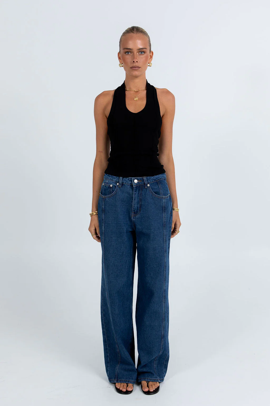 Janey Baggy Leg Jeans Dark Blue Wash - Image 11