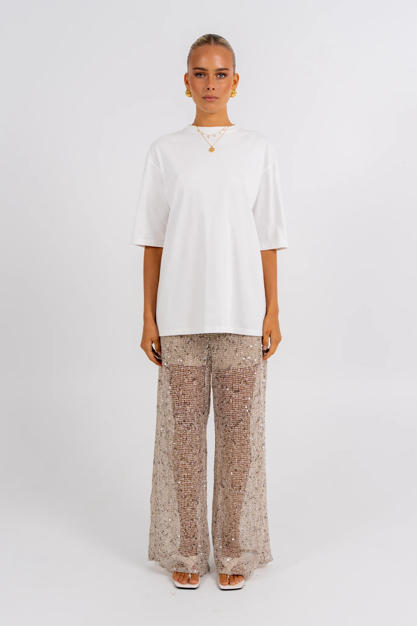 Juno Sequin Pant Beige