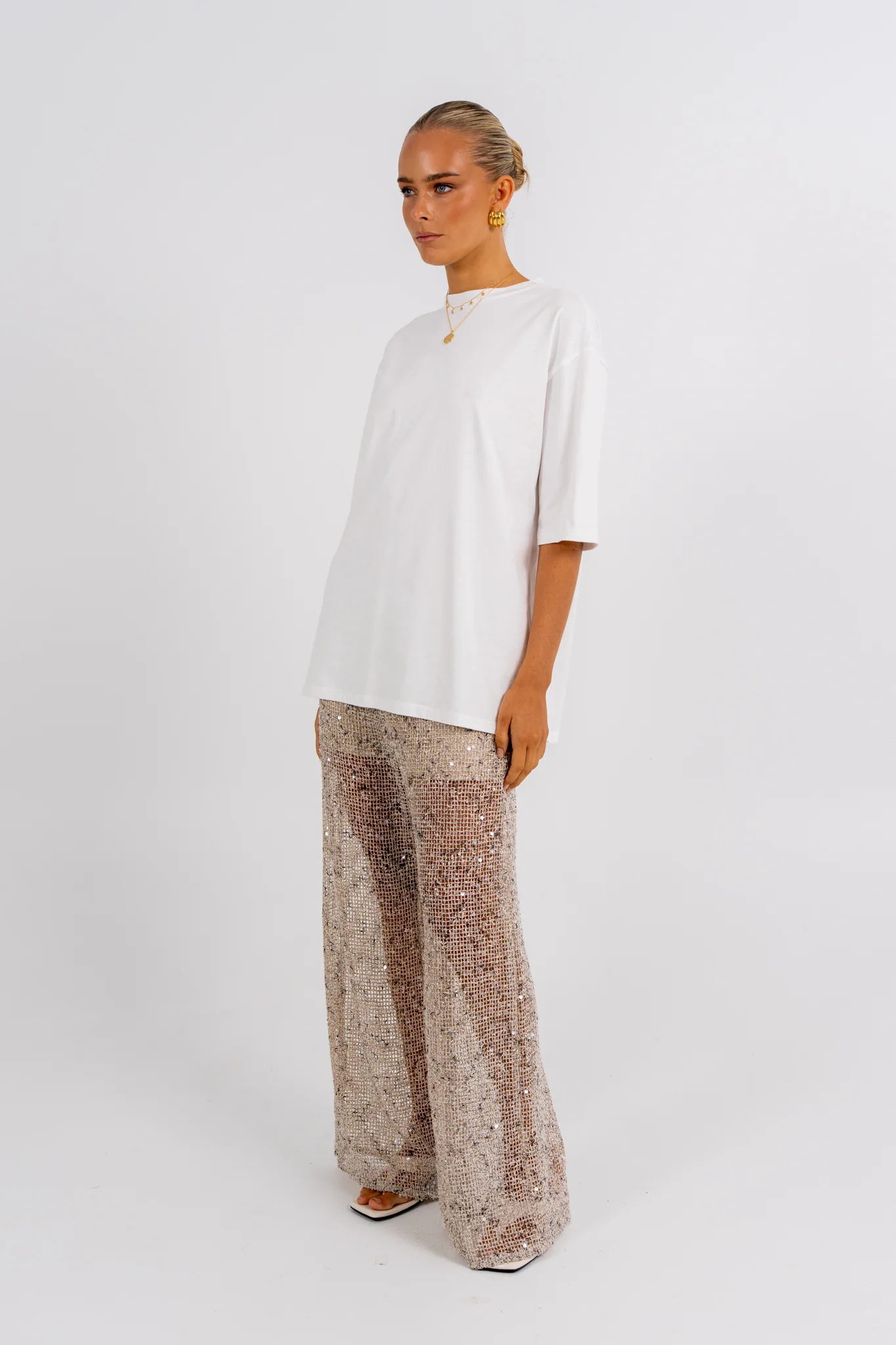 Juno Sequin Pant Beige - Image 3