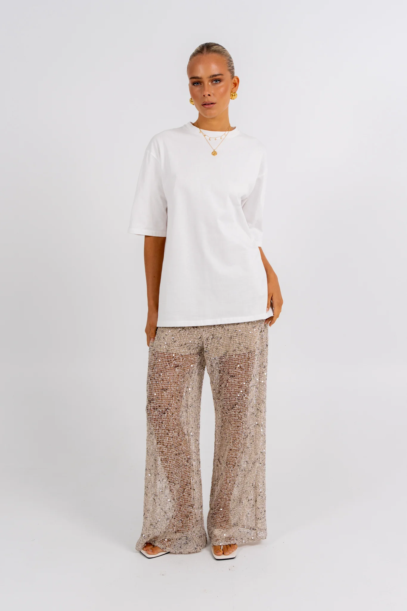 Juno Sequin Pant Beige - Image 5