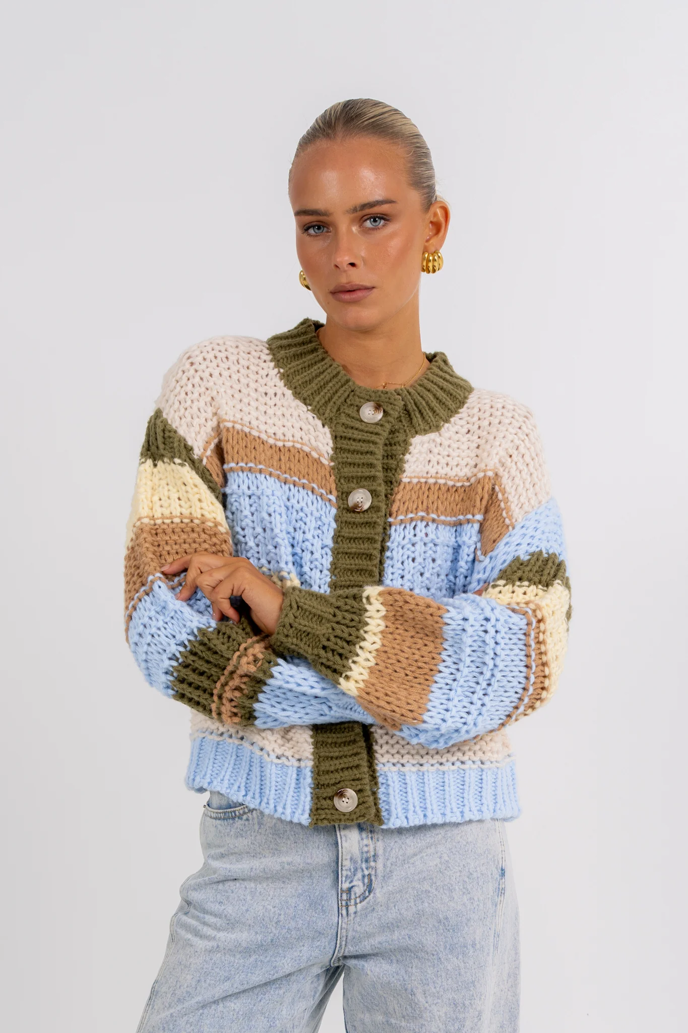 Lenora Cardigan Desert Stripe - Image 4