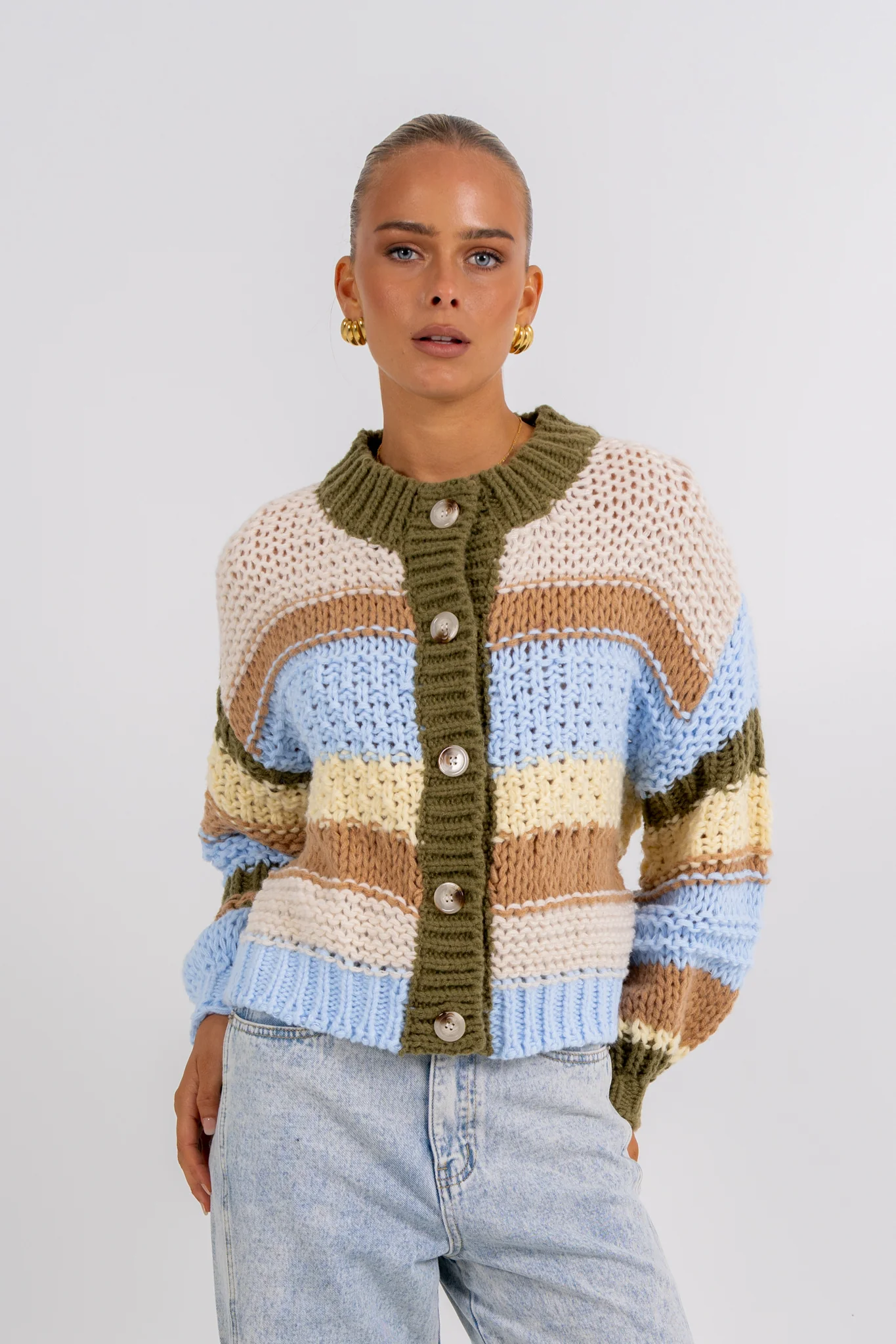 Lenora Cardigan Desert Stripe - Image 7