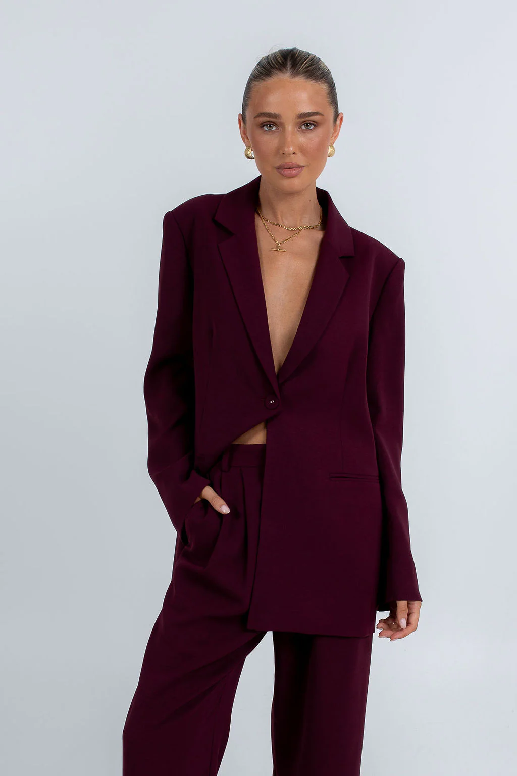 Mayda Tailored Pants Burgundy - Image 10
