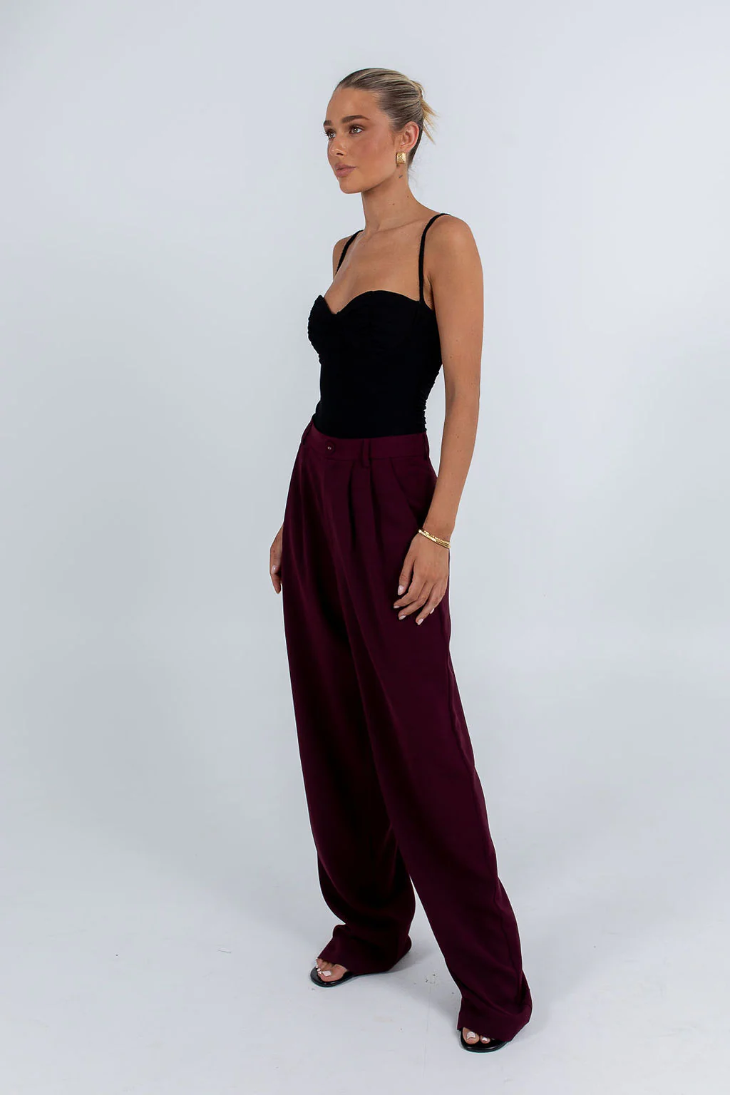 Mayda Tailored Pants Burgundy - Image 2