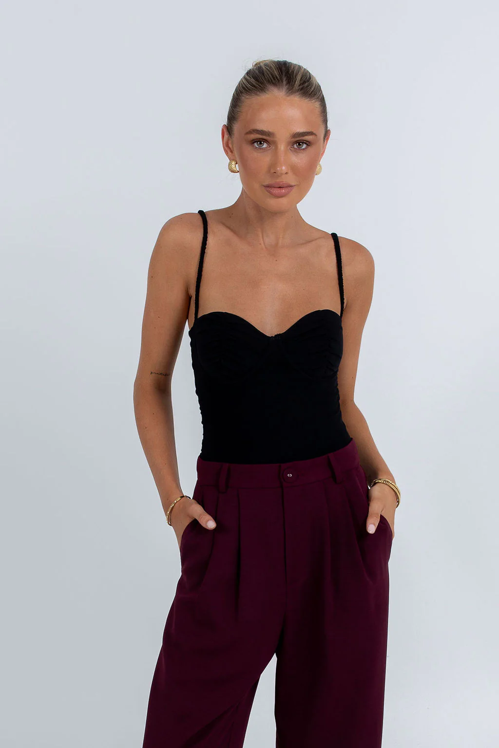 Mayda Tailored Pants Burgundy - Image 3