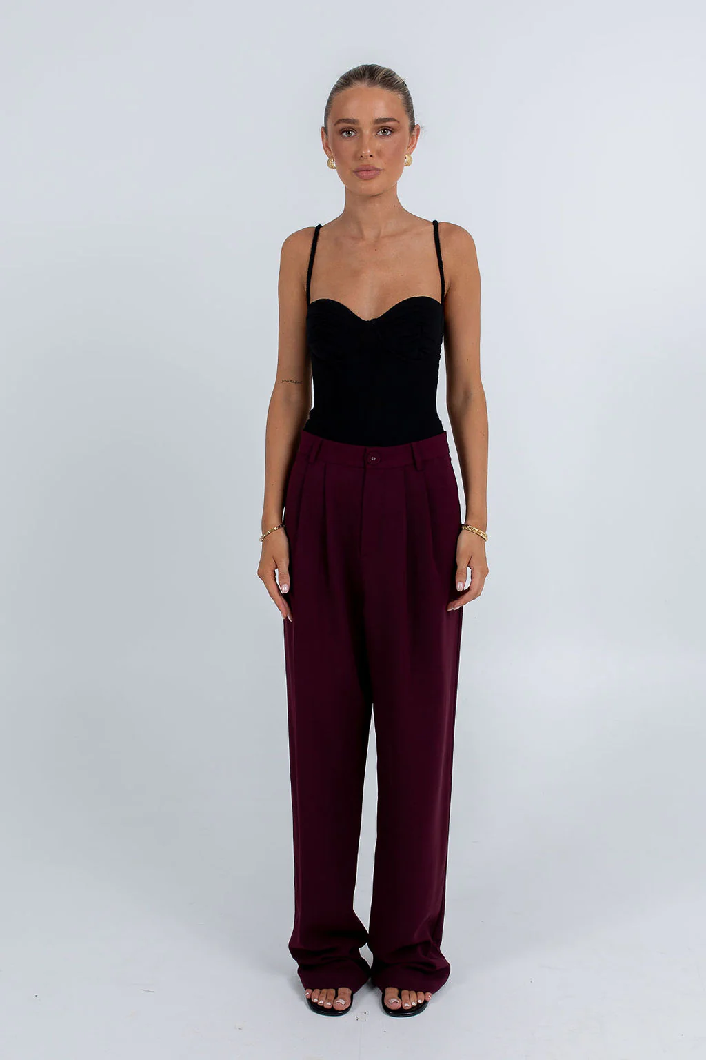 Mayda Tailored Pants Burgundy - Image 6