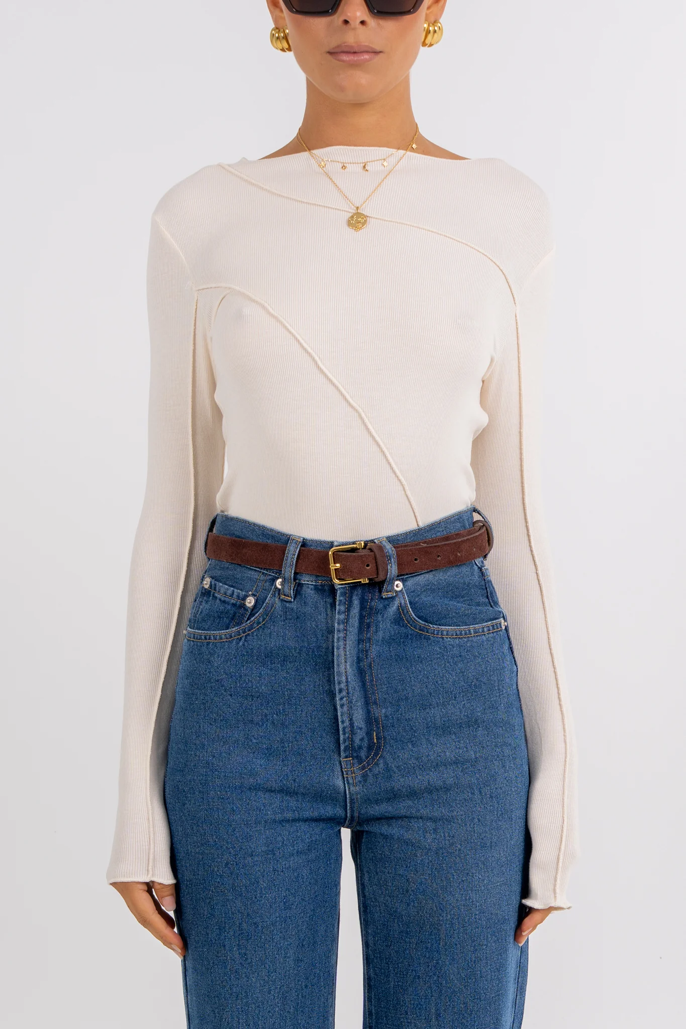 Nicka Long Sleeve Top Ivory - Image 2