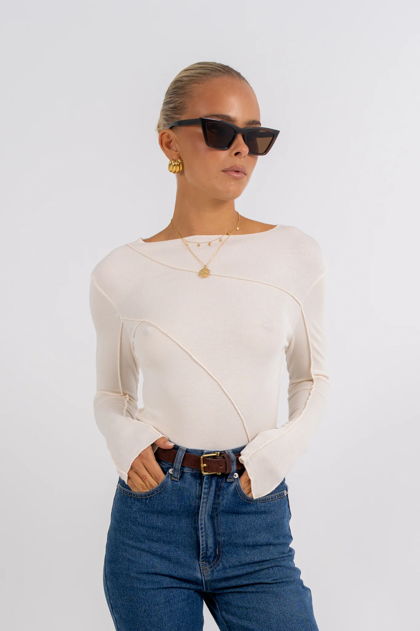 Nicka Long Sleeve Top Ivory - Image 5