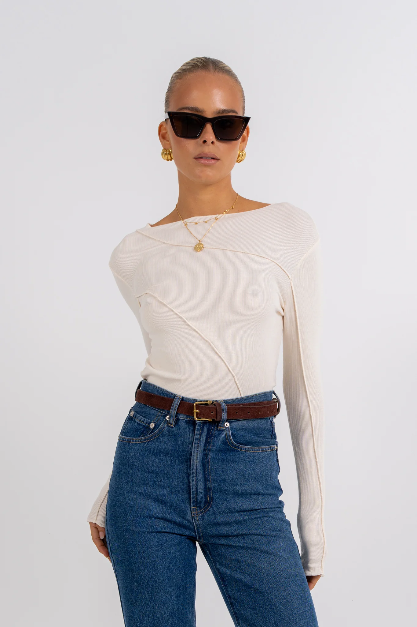 Nicka Long Sleeve Top Ivory - Image 7