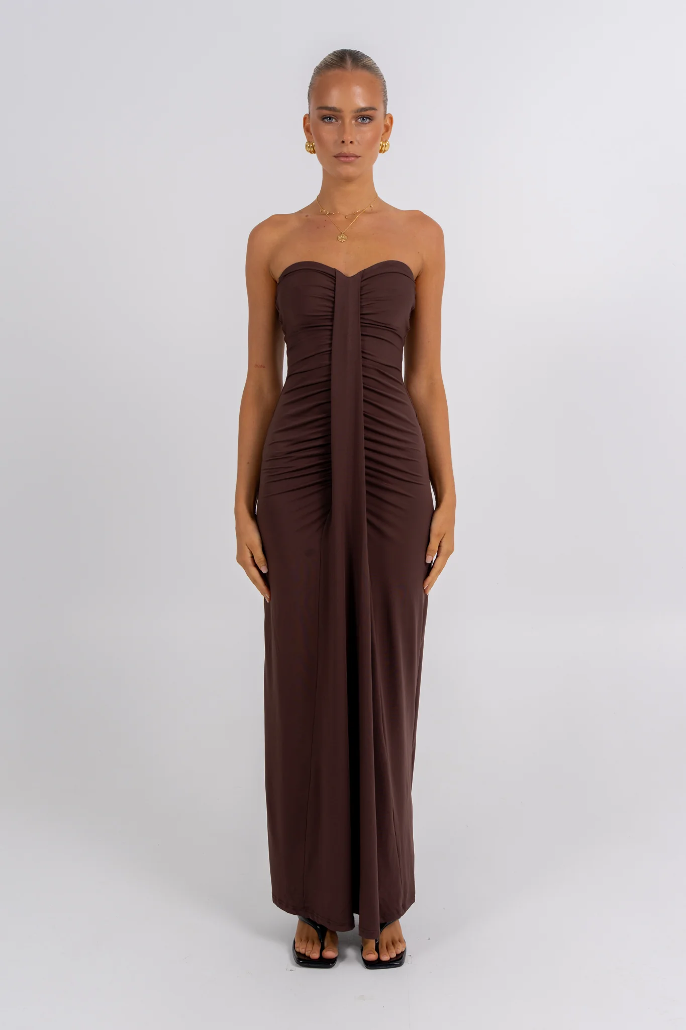 Nicole Maxi Dress Chocolate - Image 3