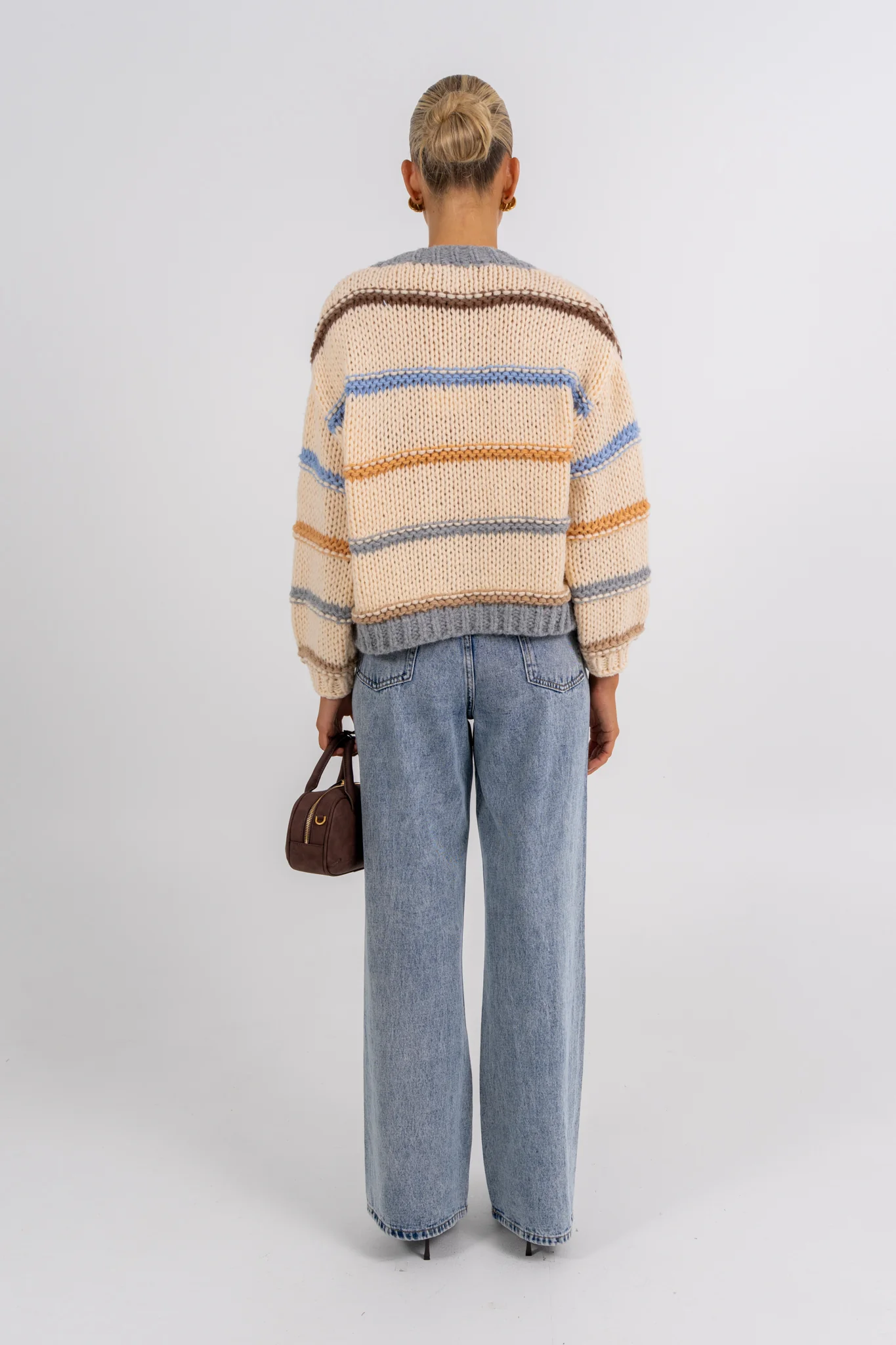 Noosa Cardigan Beige Stripe - Image 4
