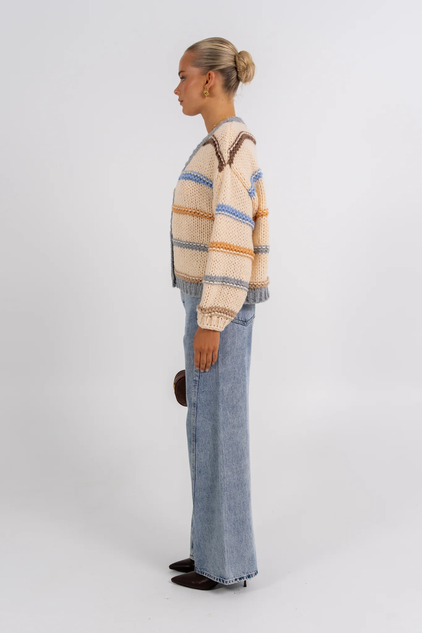 Noosa Cardigan Beige Stripe - Image 7