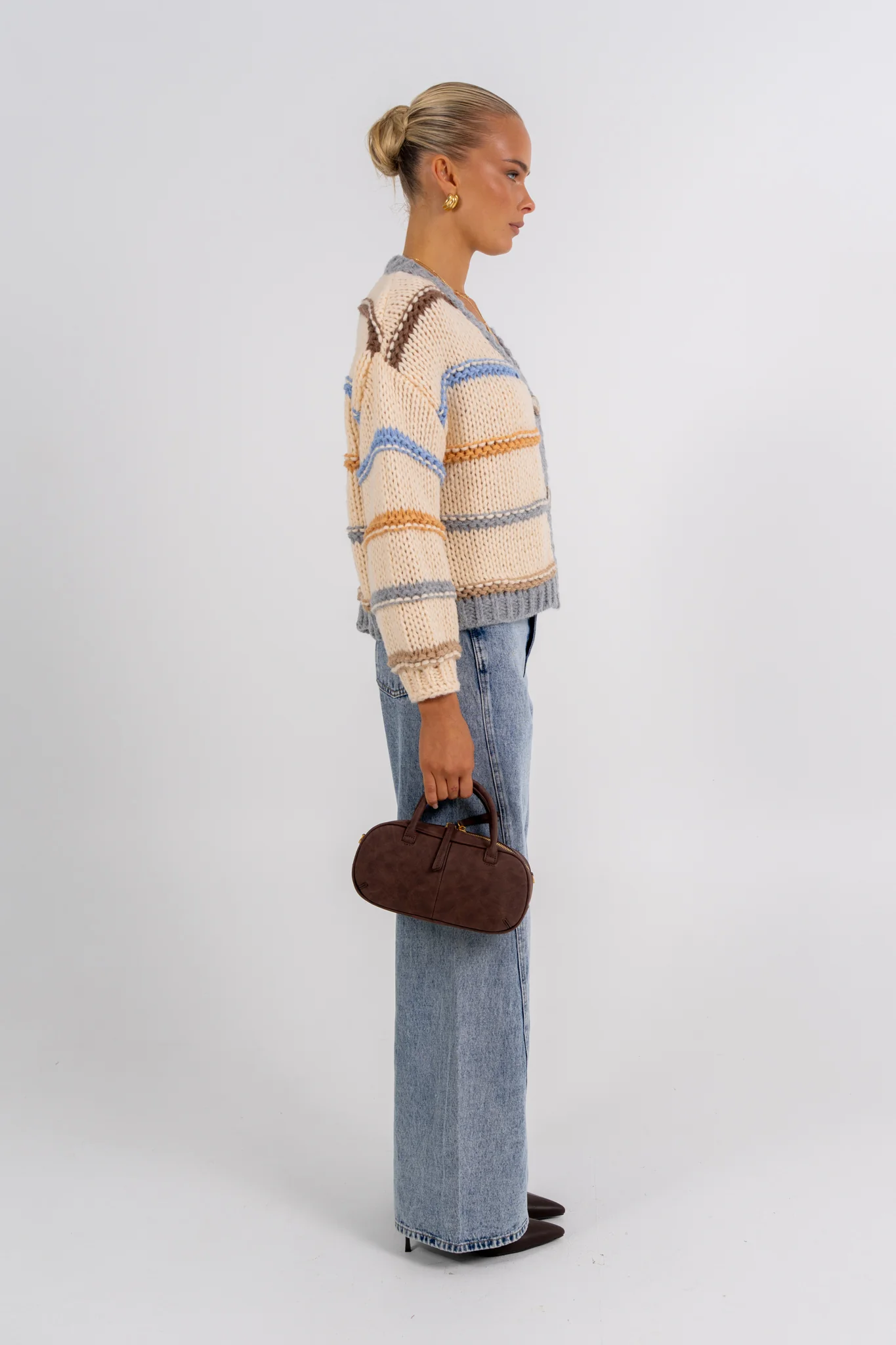 Noosa Cardigan Beige Stripe - Image 9