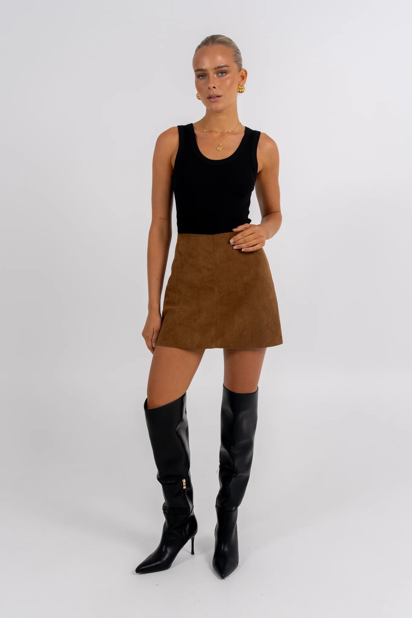 Reya Mini Skirt Tan Brown - Image 7