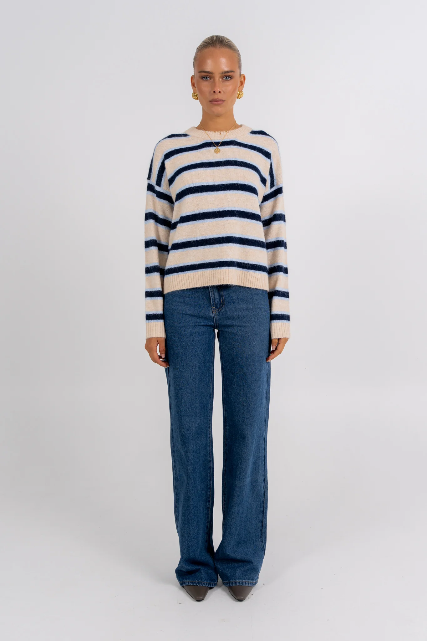 Ulyzer Knit Jumper Blue Stripe - Image 2