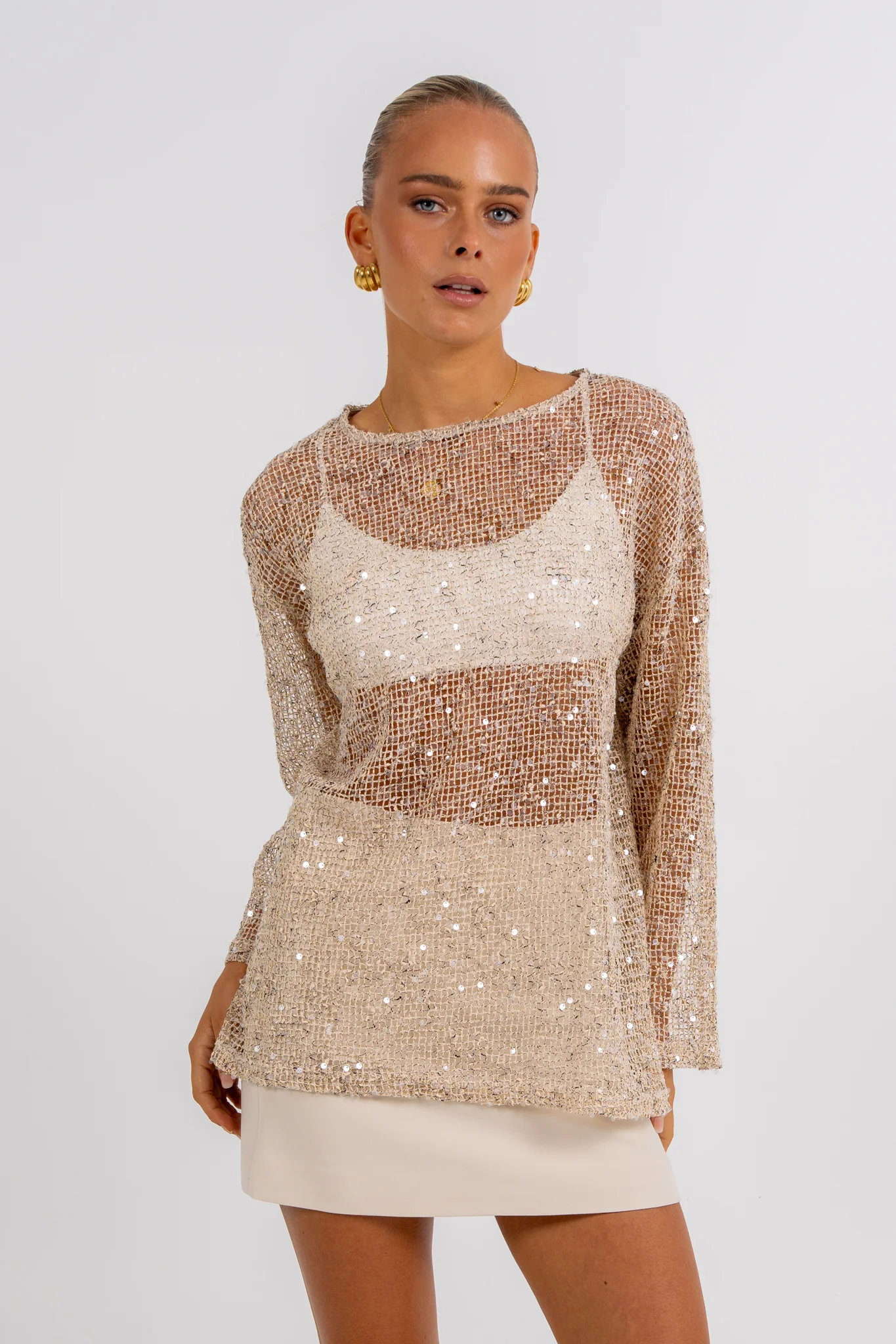 Uzma Sequin Top Beige