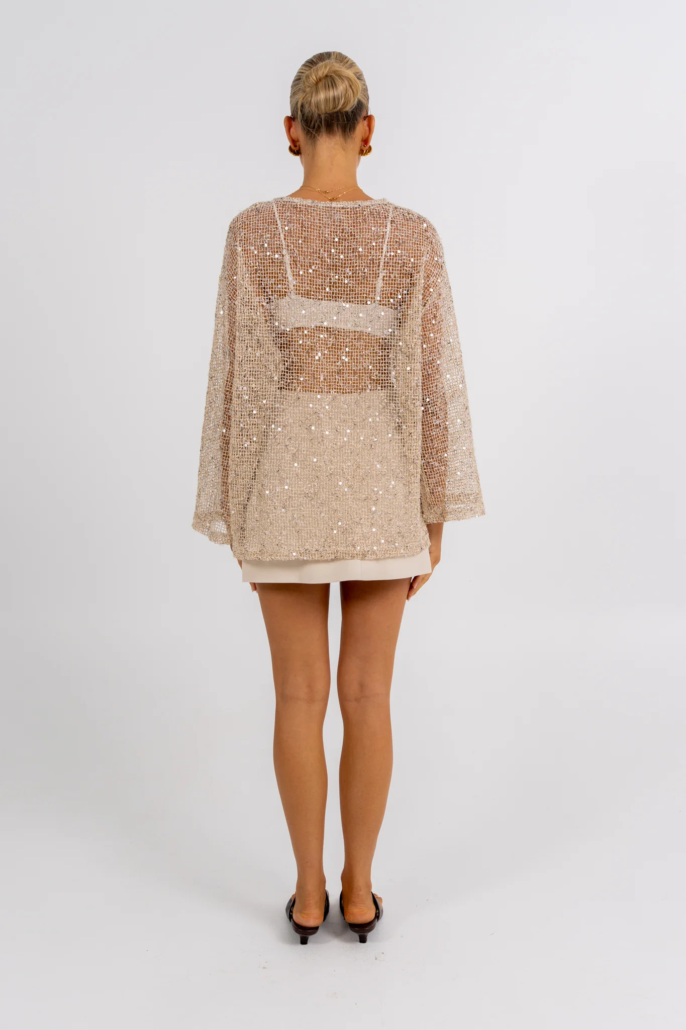Uzma Sequin Top Beige - Image 6