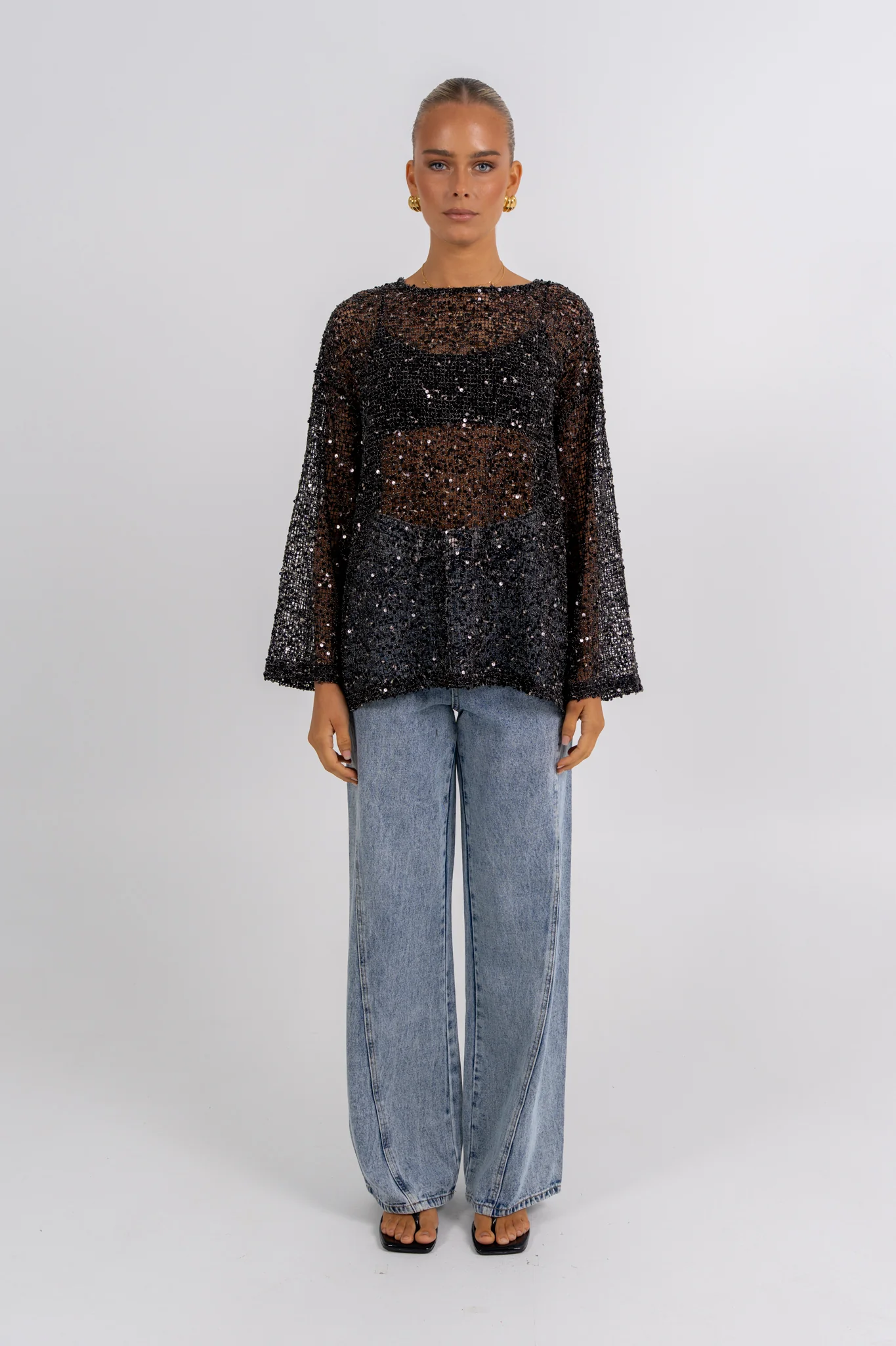 Uzma Sequin Top Black