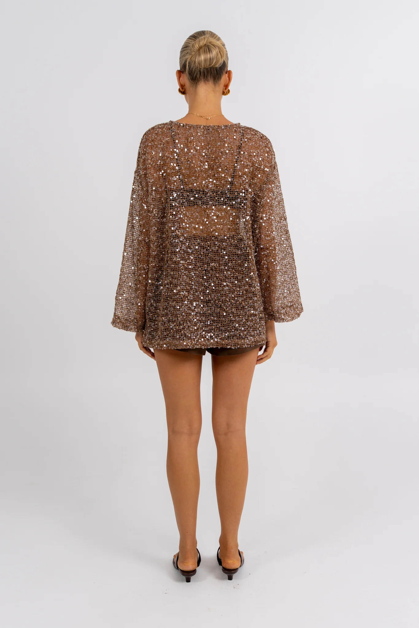 Uzma Sequin Top Mocha - Image 4