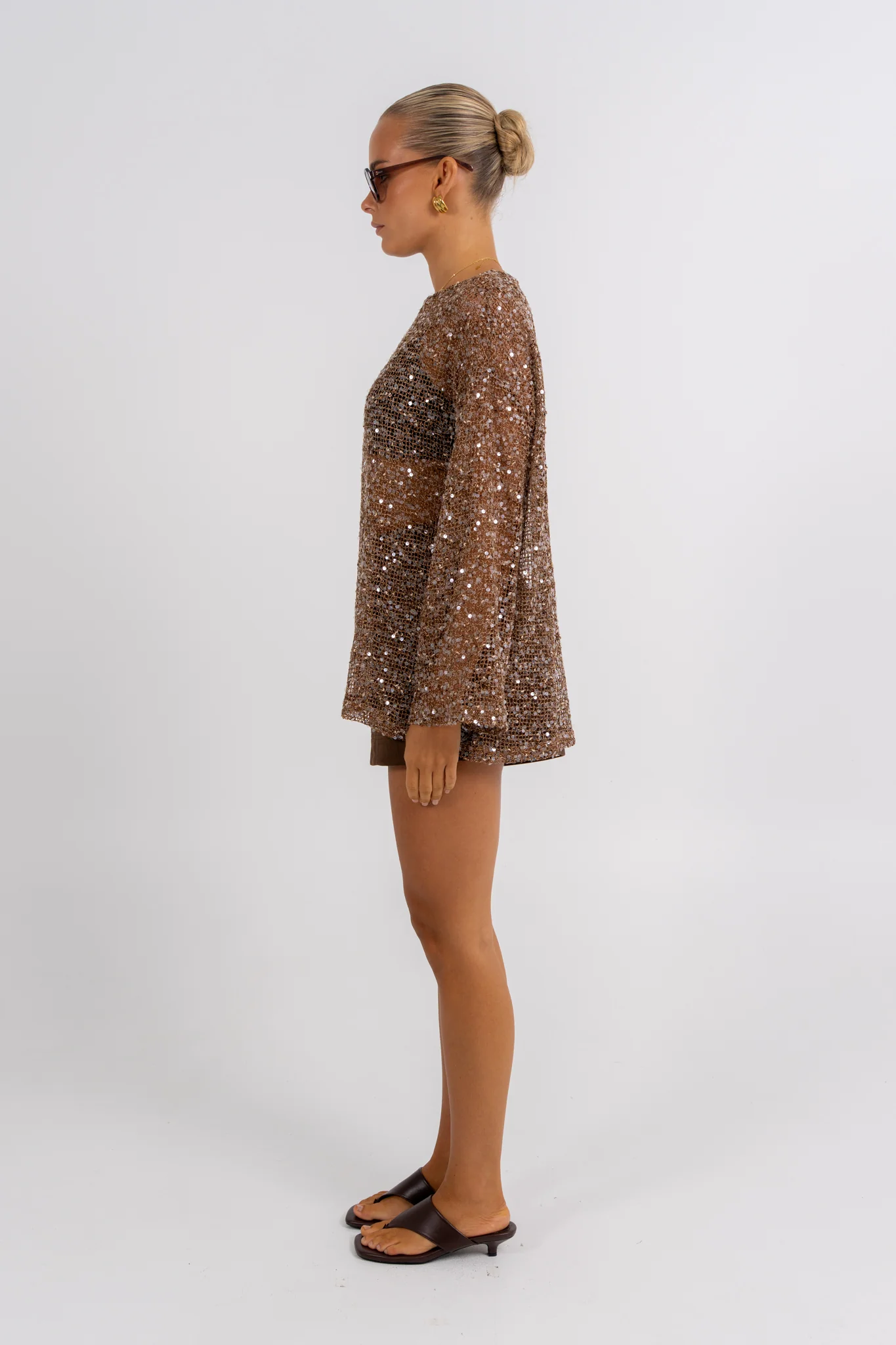 Uzma Sequin Top Mocha - Image 7