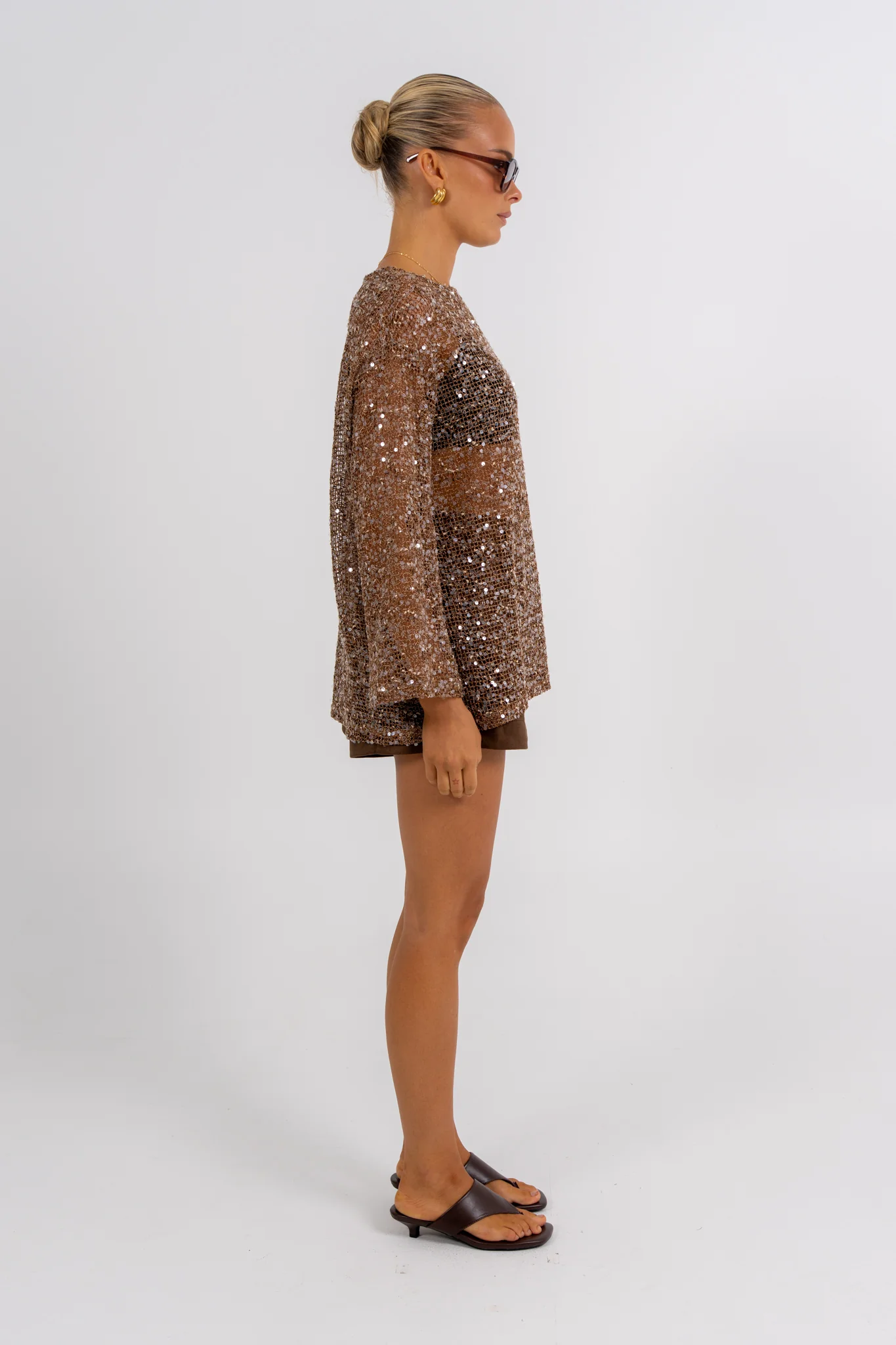Uzma Sequin Top Mocha - Image 9