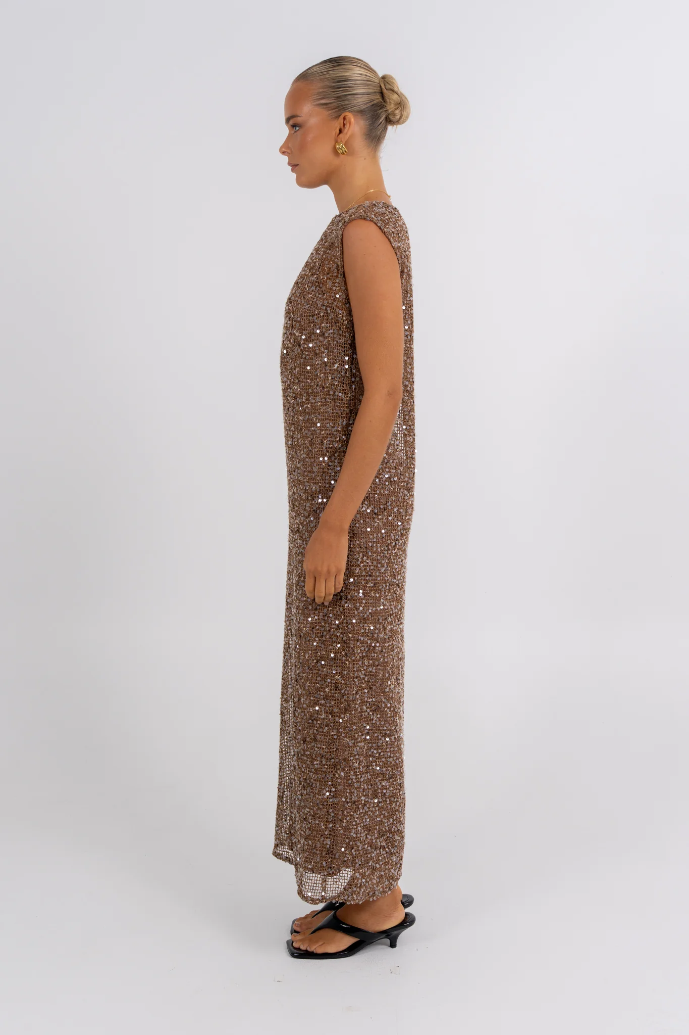Zelia Sequin Maxi Dress Chocolate - Image 9