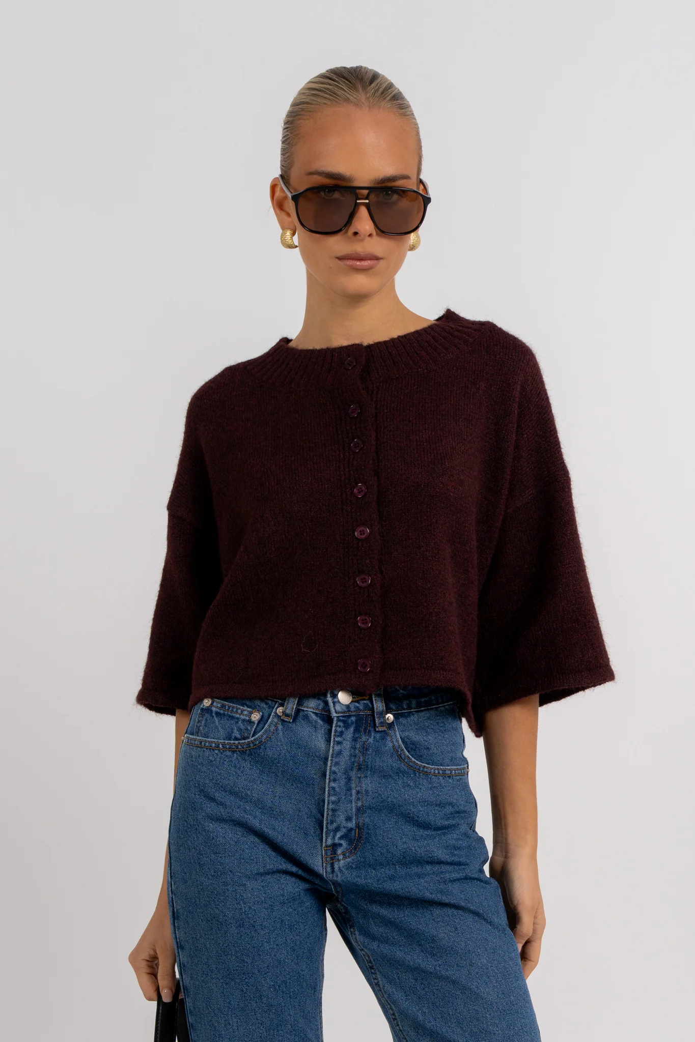 Dallas Cardigan Burgundy - Image 3
