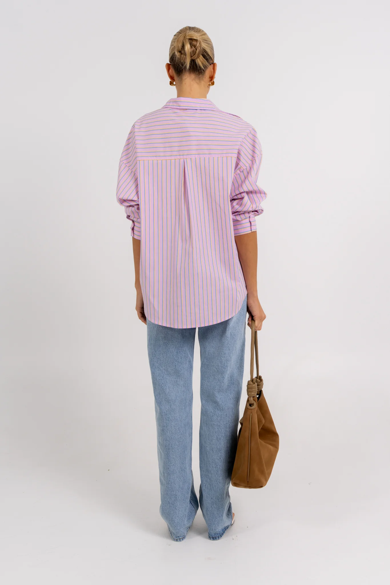 Declan Oversized Shirt Pink Blue Stripe - Image 4