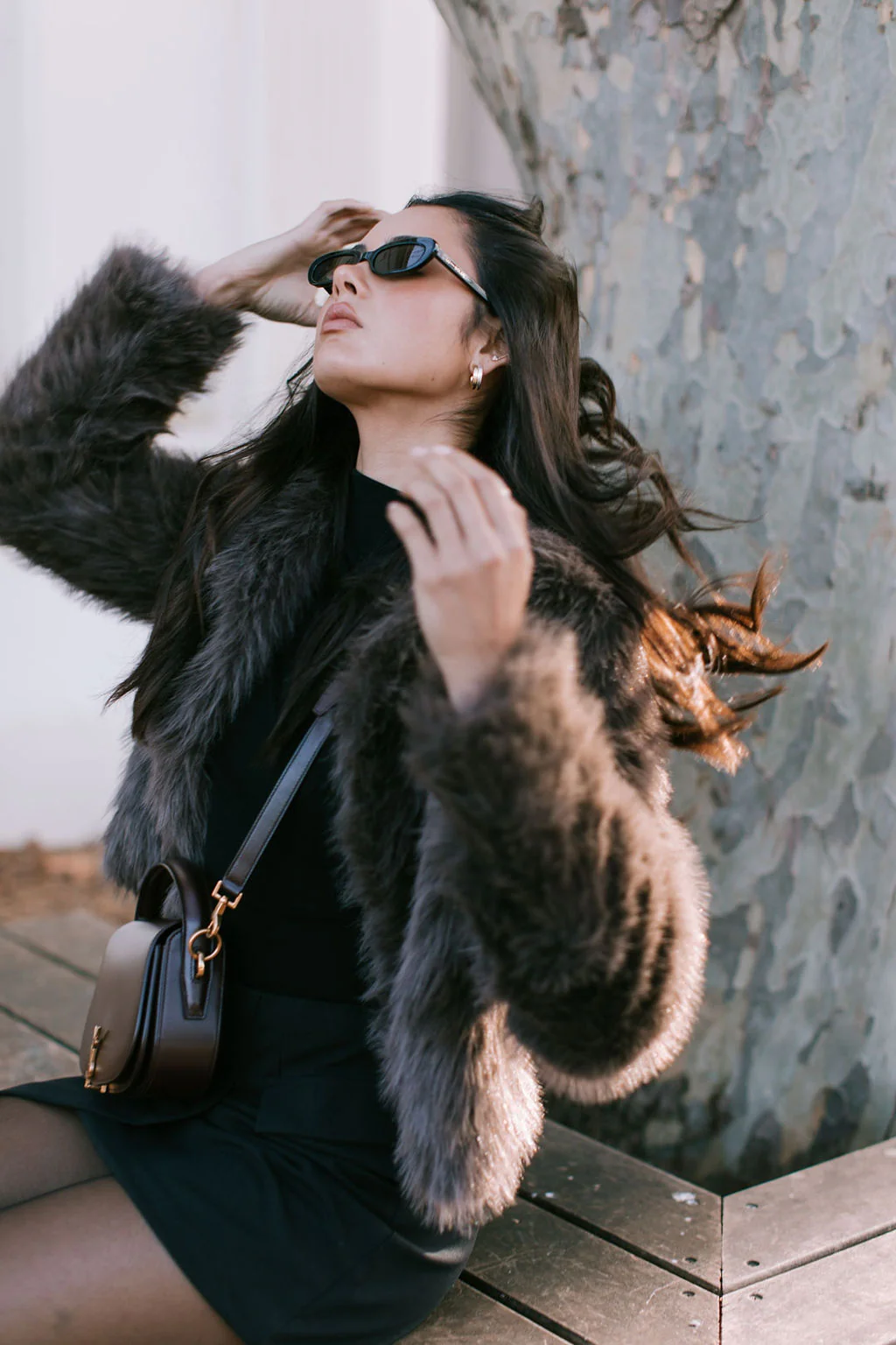 Delilah Faux Fur Jacket Chocolate - Image 12