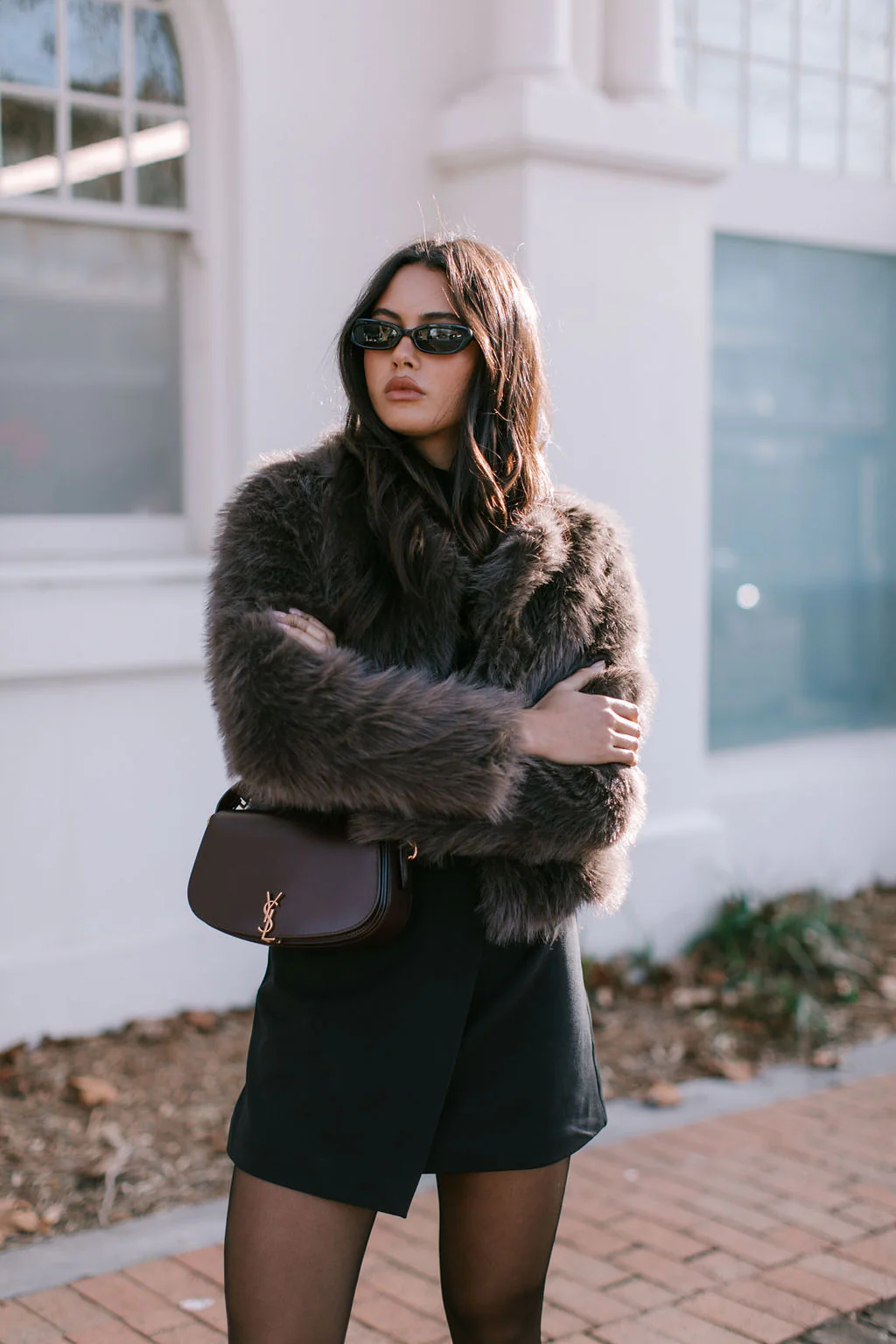Delilah Faux Fur Jacket Chocolate - Image 15