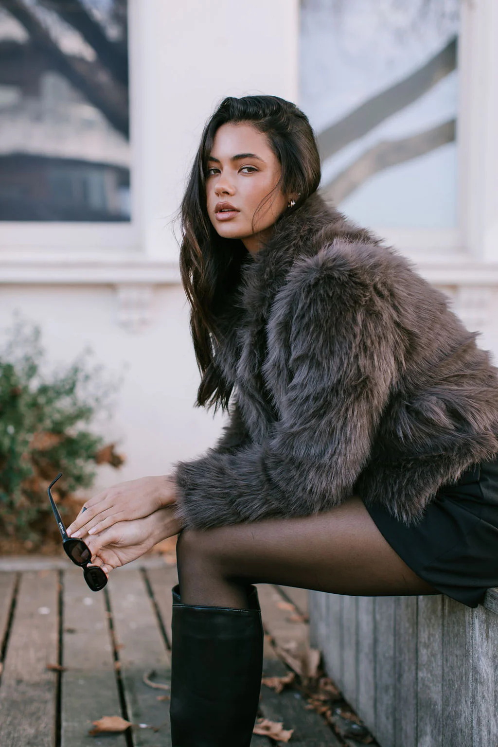 Delilah Faux Fur Jacket Chocolate - Image 16