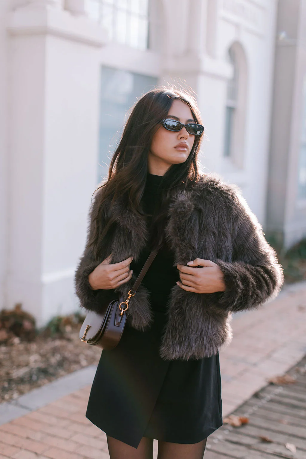 Delilah Faux Fur Jacket Chocolate - Image 3