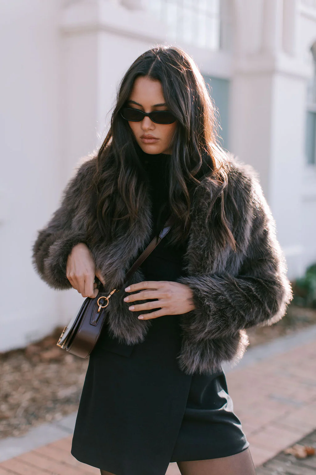Delilah Faux Fur Jacket Chocolate - Image 6