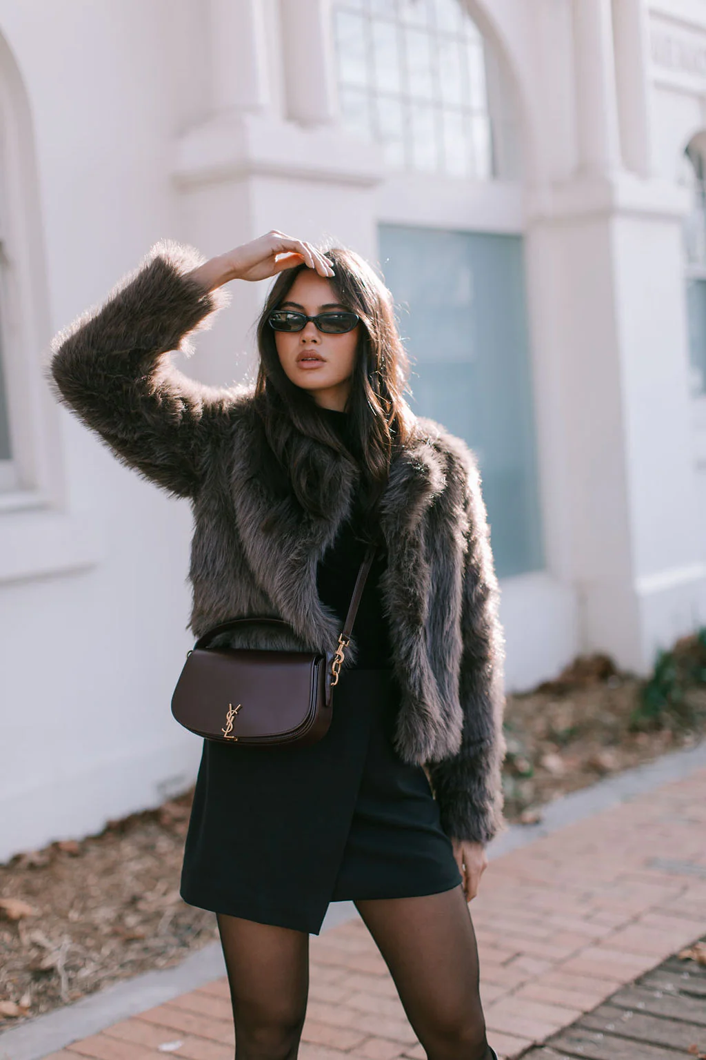 Delilah Faux Fur Jacket Chocolate - Image 9