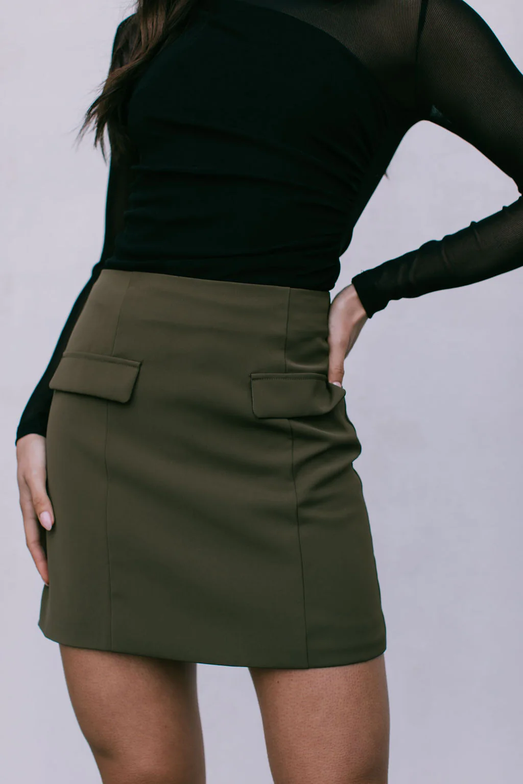 Dixie Mini Skirt Khaki - Image 2